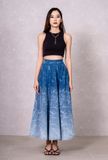 Váy Denim Dáng Xòe Dài Laser Họa Tiết Nước. Laser Long Flare Denim Skirt with Water Pattern - 223WD2115F2930