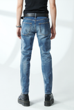 Quần jeans nam rách vảy đốm dáng skinny - 220MD4081F3950