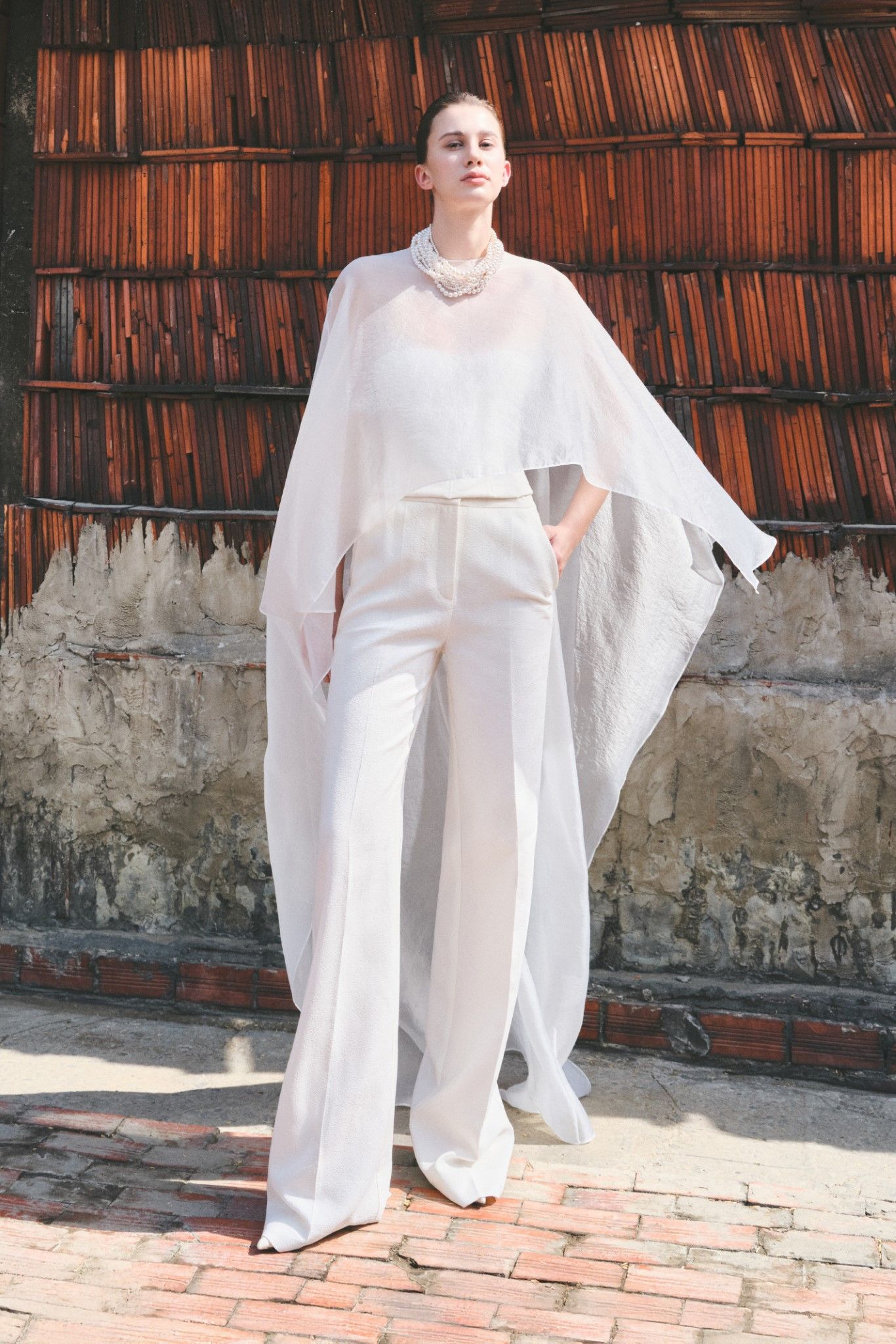 MIRRI SAND JACQUARD STRAIGHT LEG PANTS
