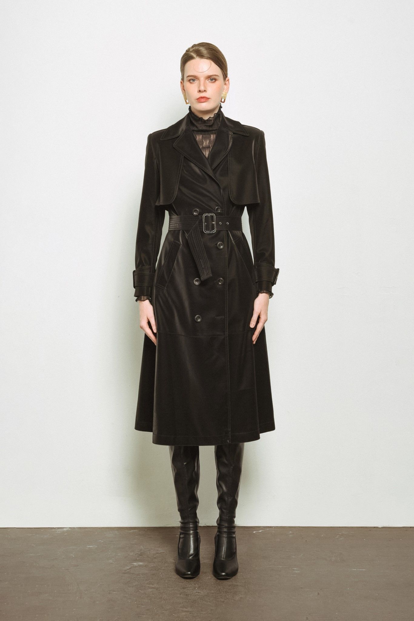 LEO LEATHER TRENCH COAT