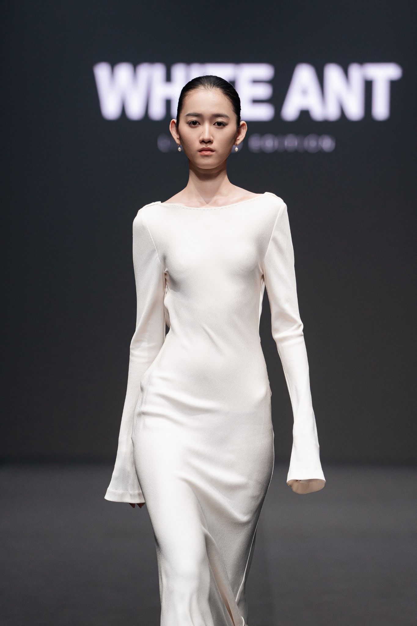 MOLLYA BACKLESS DRAPED WHITE DRESS