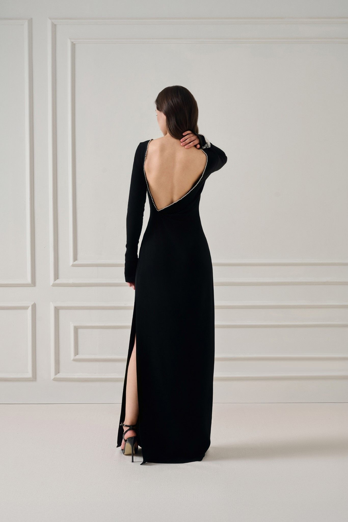 LIRNA EMB DRAPED LONG DRESS