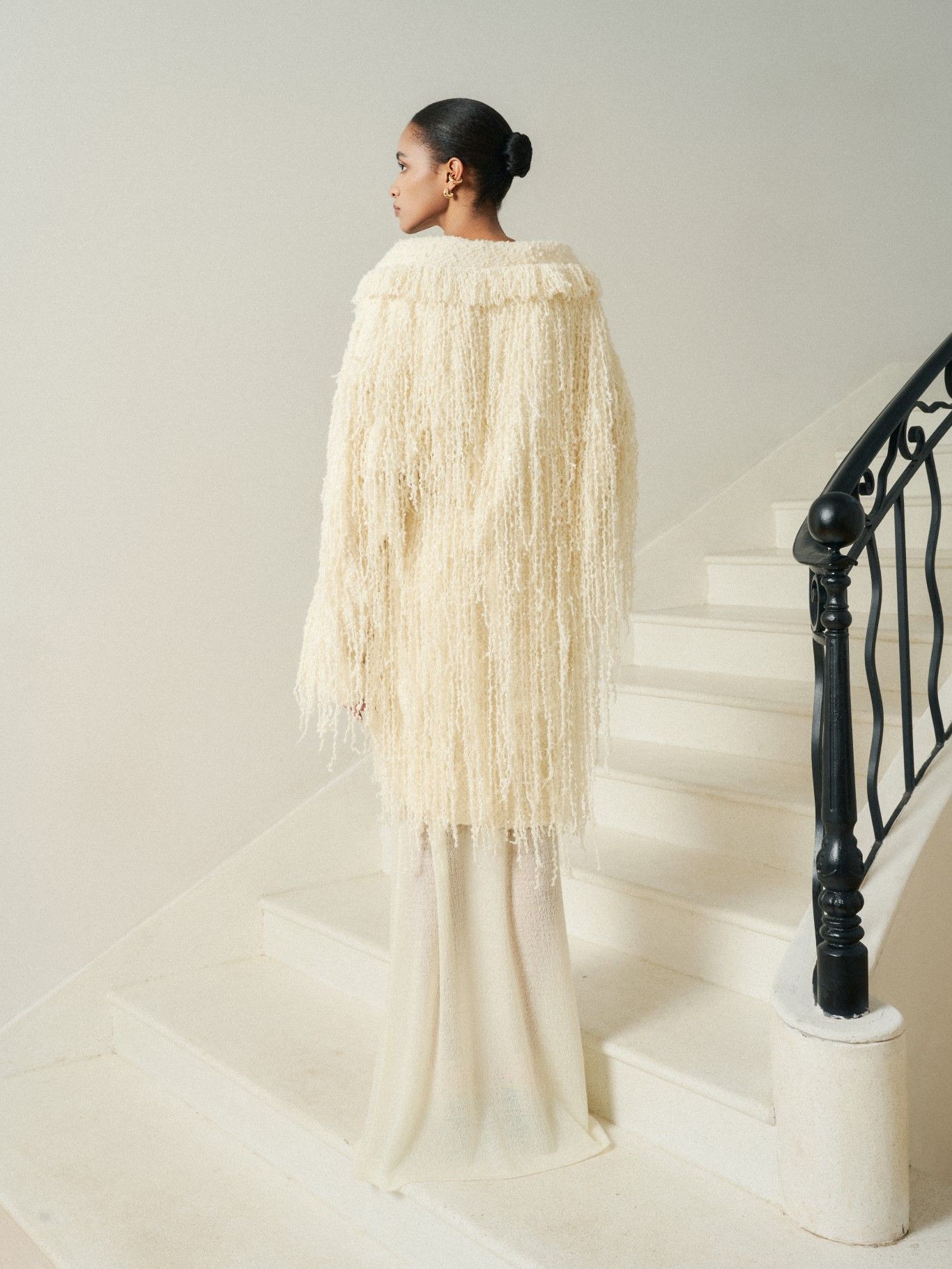 ERA WOOL LACY JACQUARD WHITE SKIRT