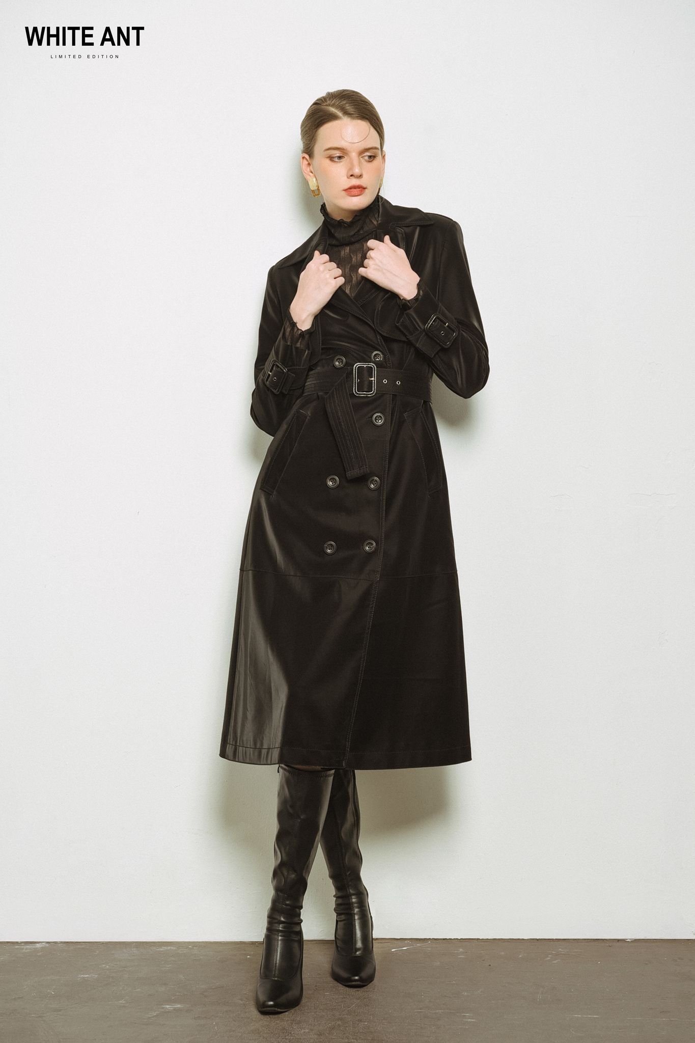 LEO LEATHER TRENCH COAT