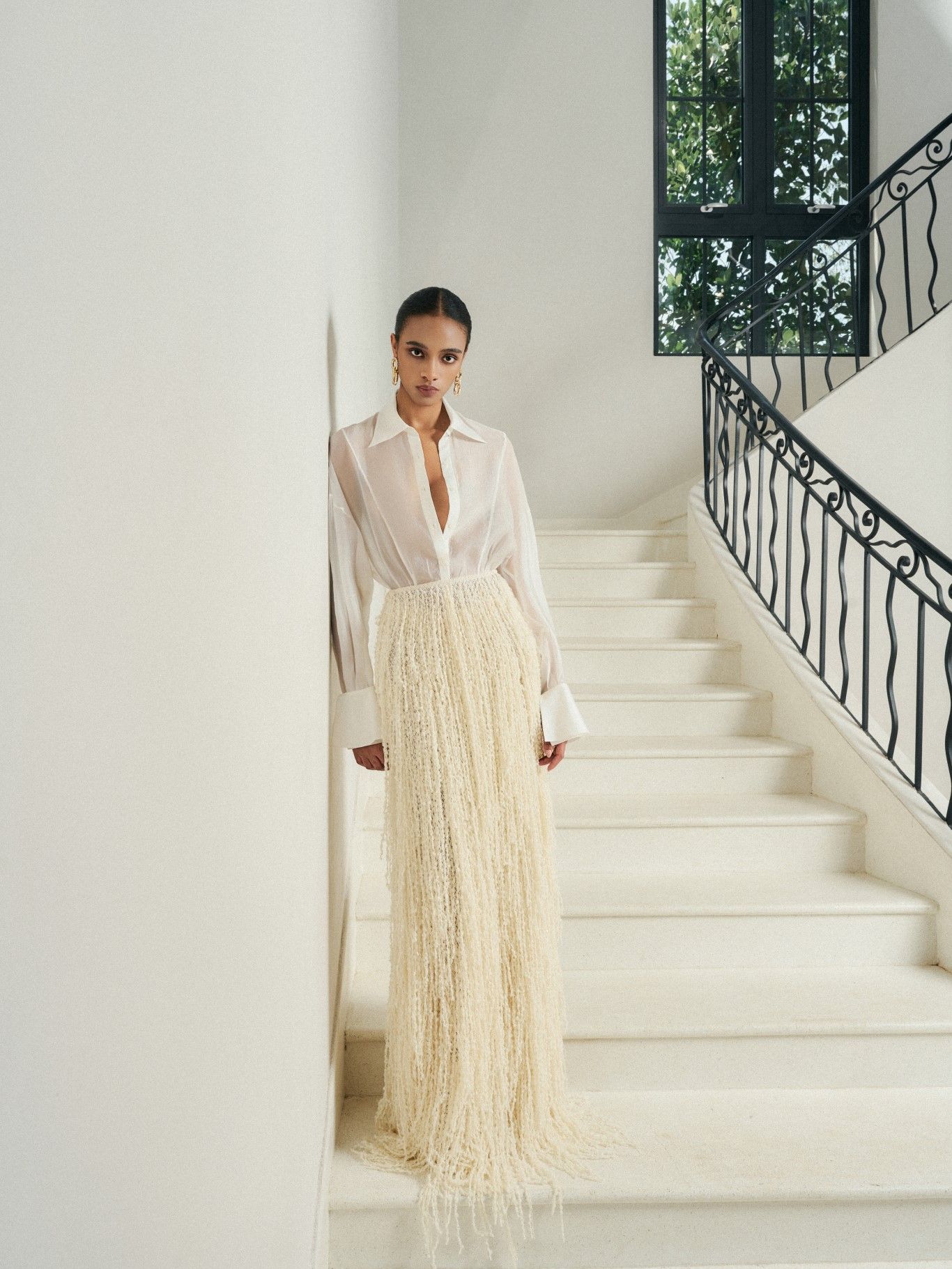 CLIO PREMIUM EMB STRETCH- MESH MAXI SKIRT