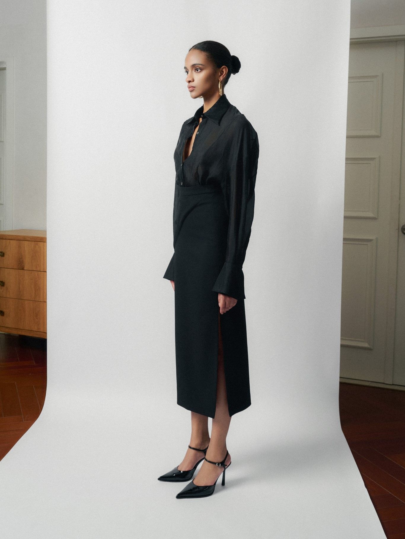 ERIN DRAPED MIDI SKIRT