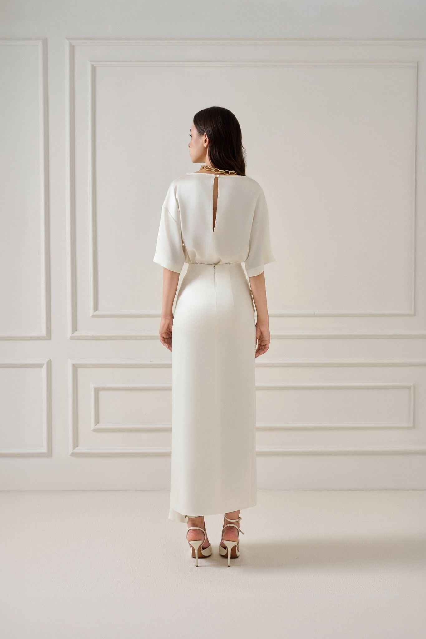LIIA SILK-BLEND MIDI WRAP SKIRT