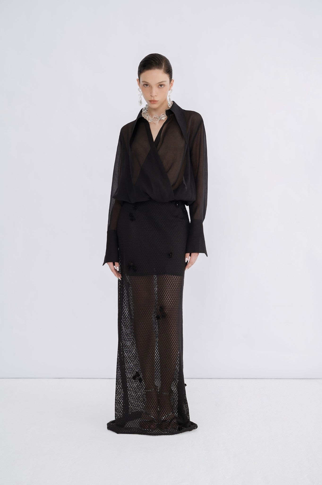 ILA LACE EMB LONG SKIRT