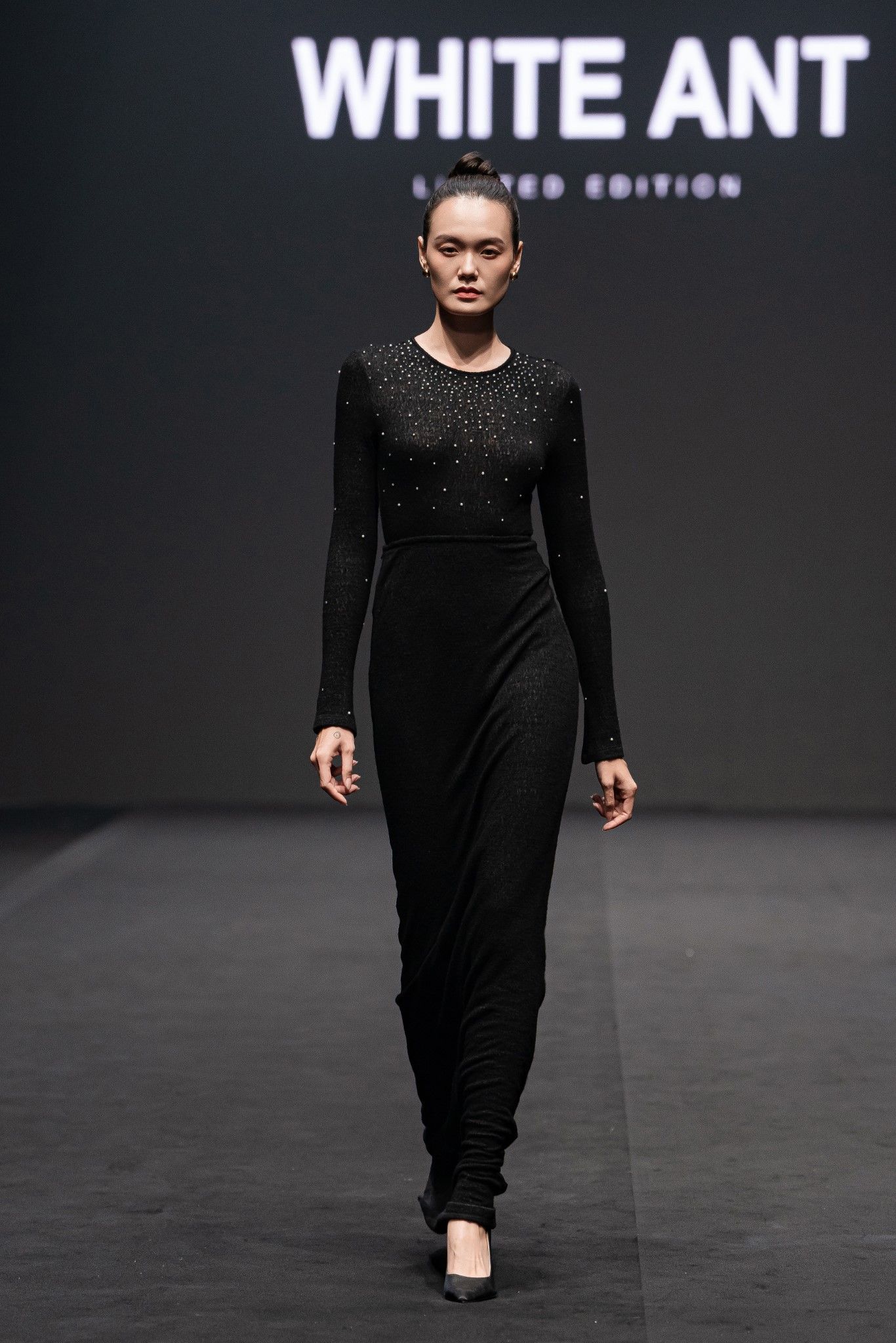 ERA WOOL LACY JACQUARD BLACK SKIRT