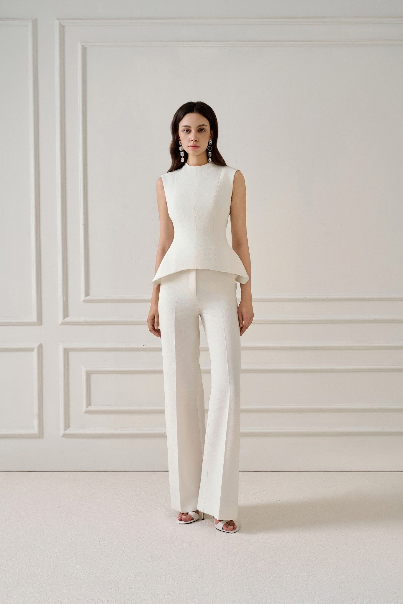 LILA SAND JACQUARD PEPLUM
