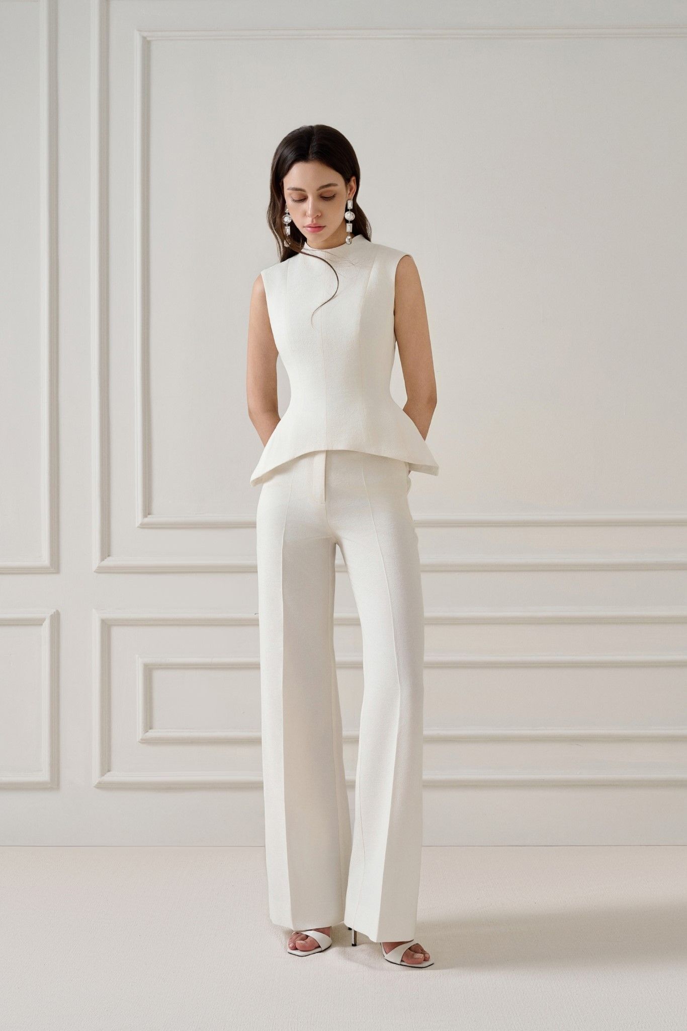 LILA SAND JACQUARD PEPLUM