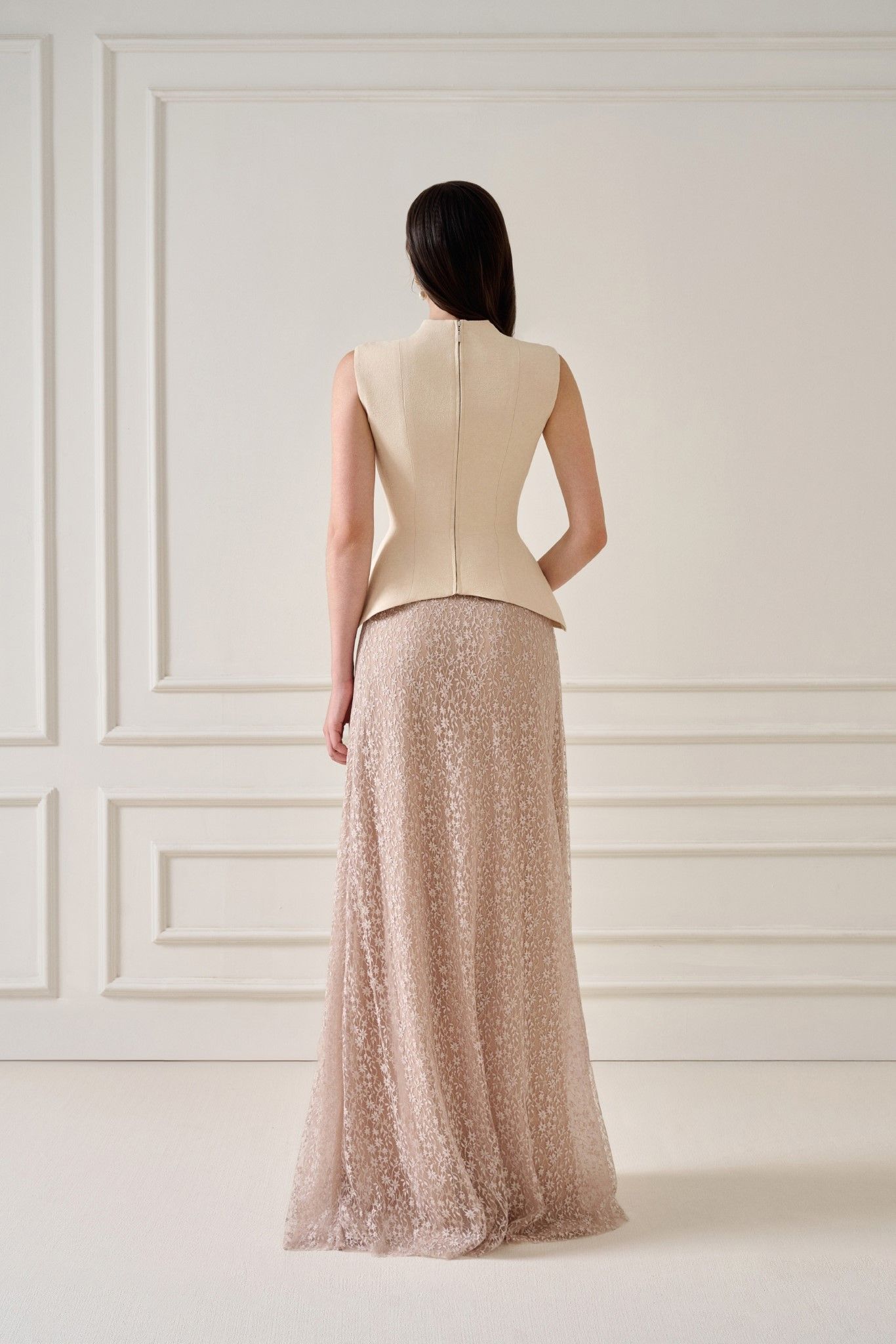 LILA SAND JACQUARD PEPLUM