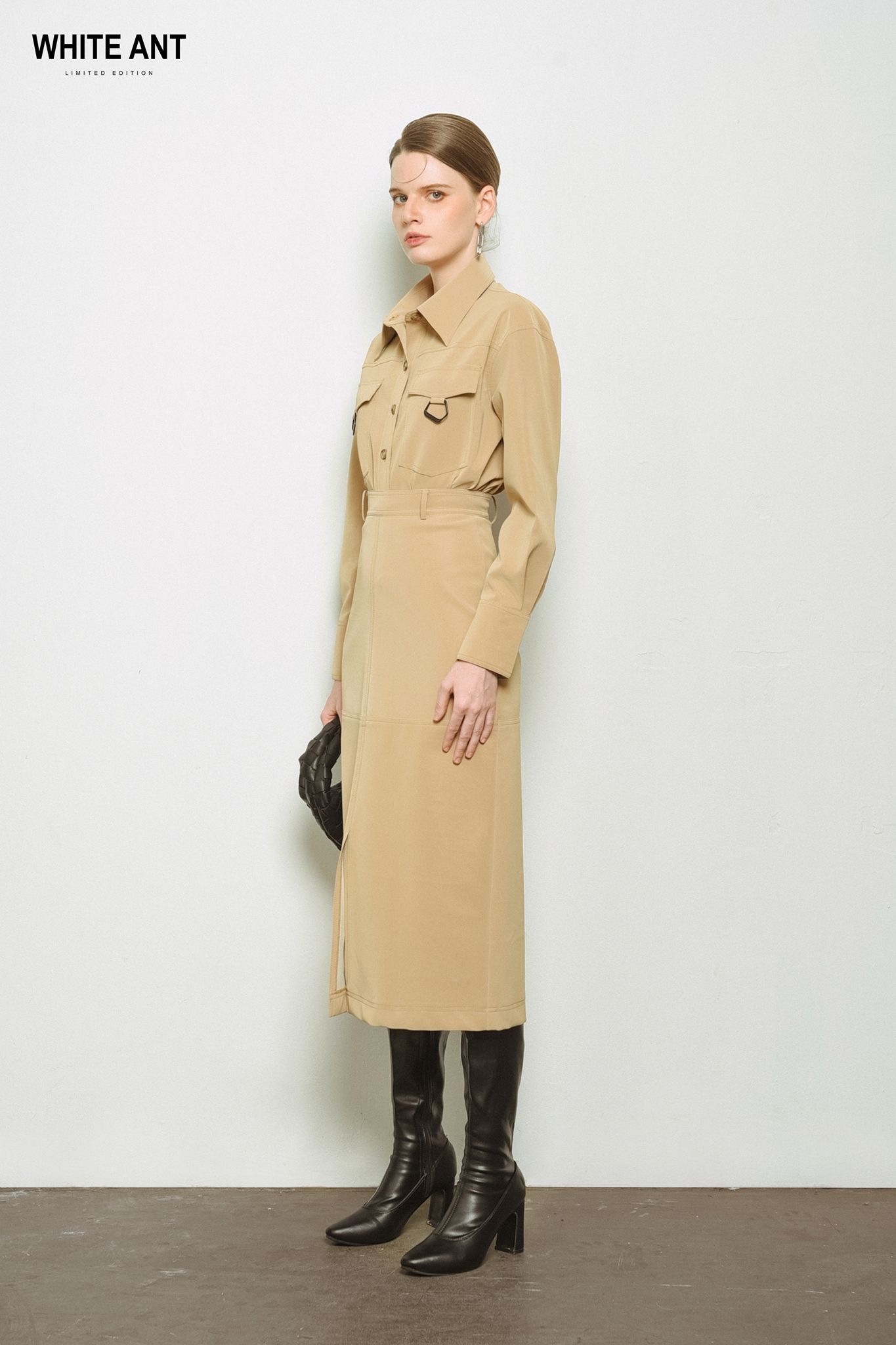 ARAN LEATHER MIDI SKIRT