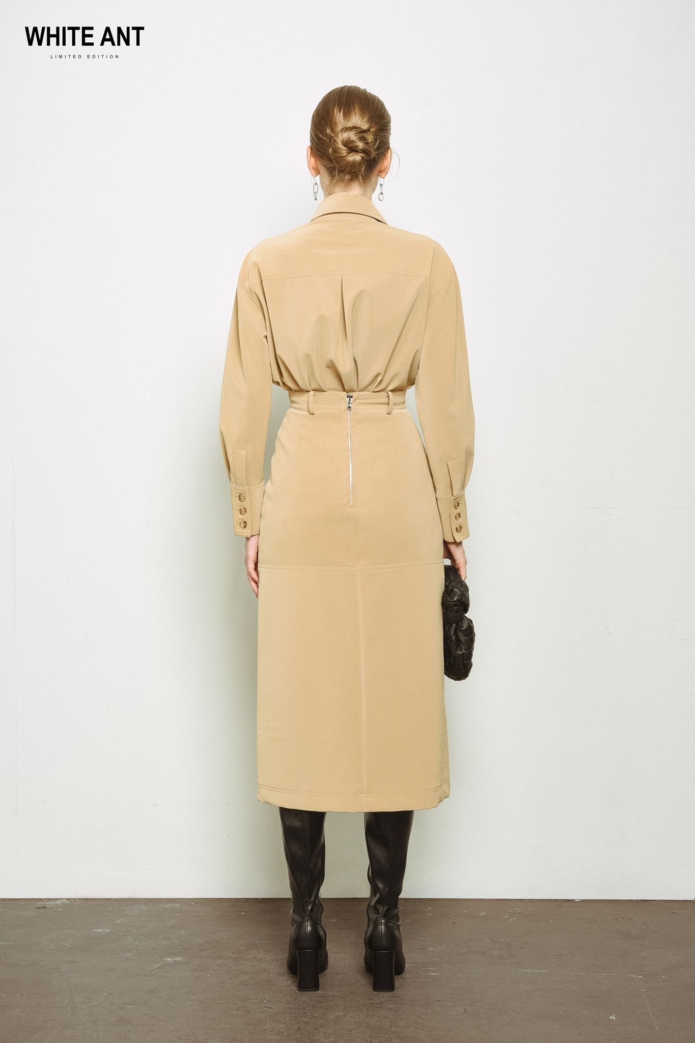 ARAN LEATHER MIDI SKIRT