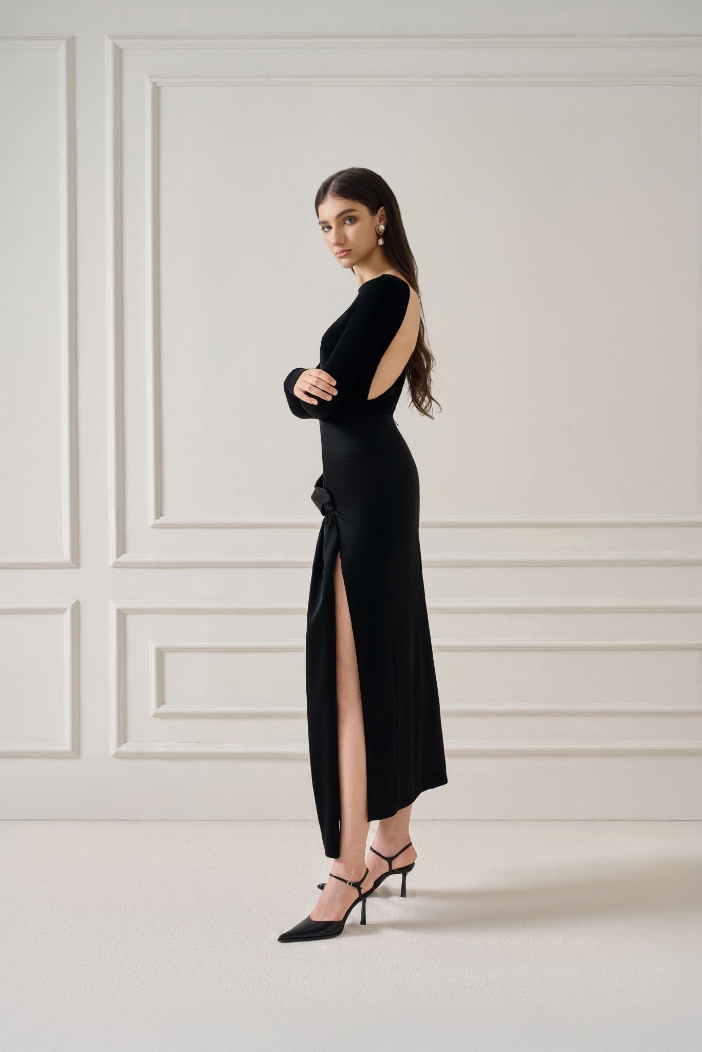 LIIA SILK-BLEND MIDI WRAP SKIRT