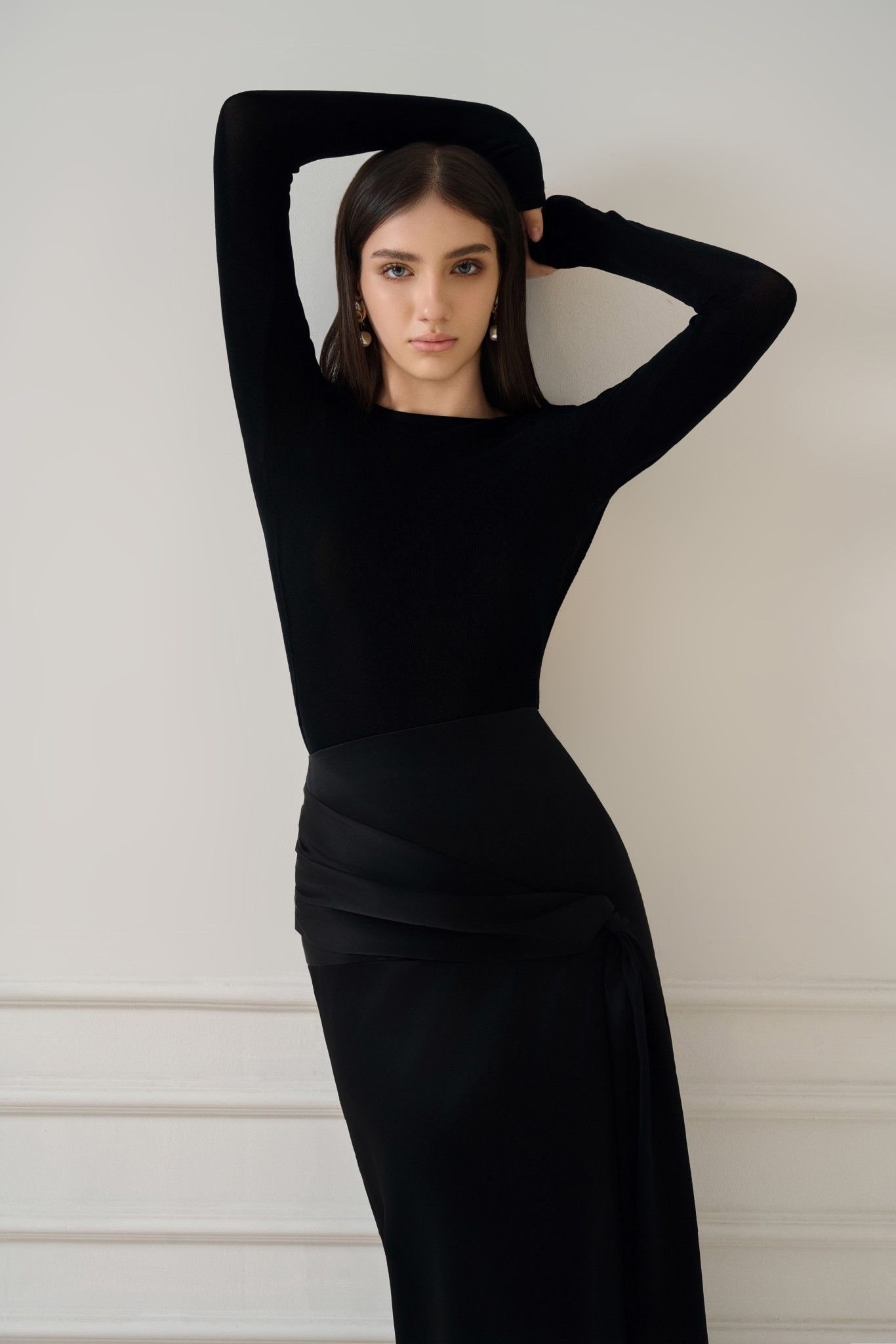 LIIA SILK-BLEND MIDI WRAP SKIRT
