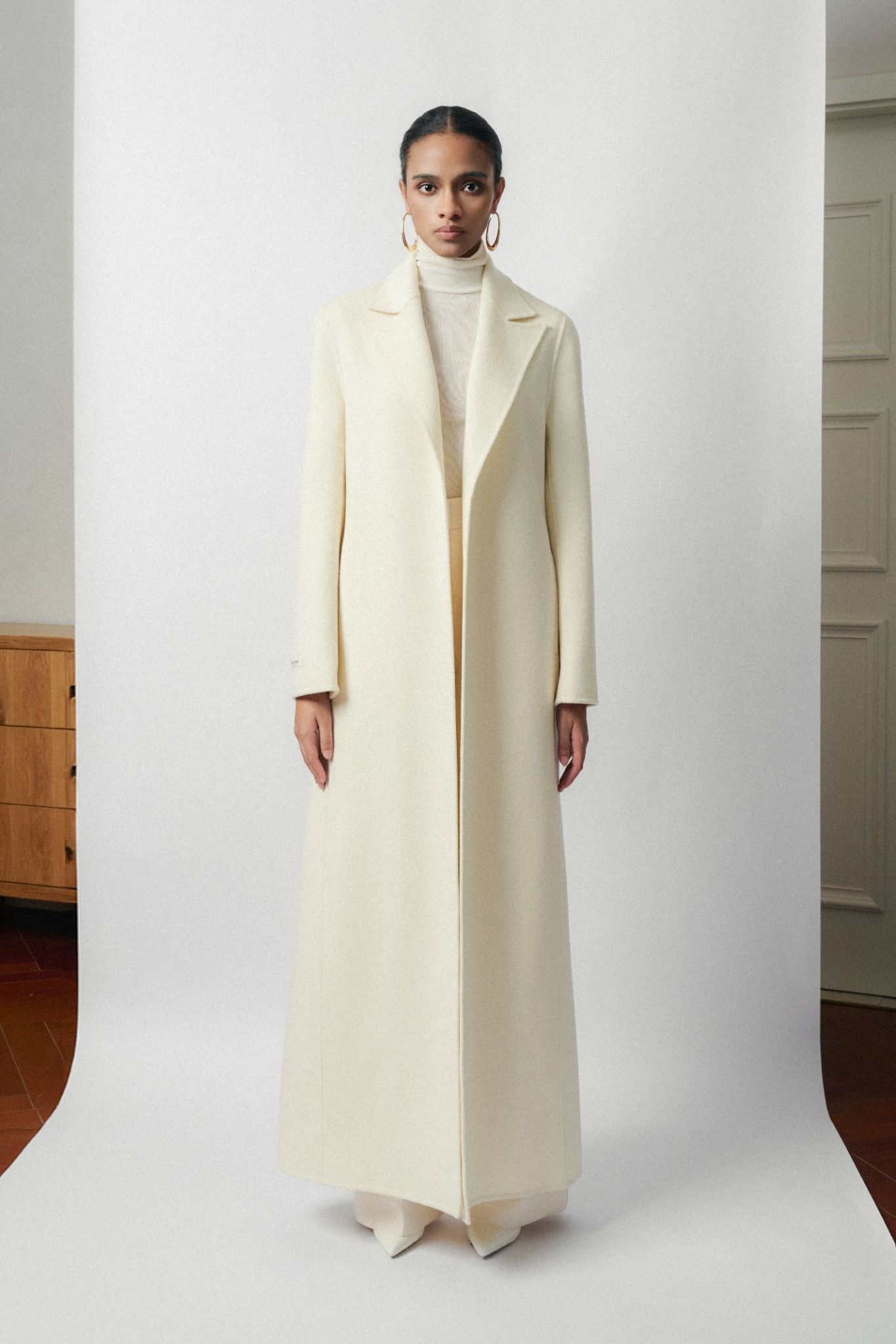 TIFF EMB CASHMERE-BLEND LONG COAT