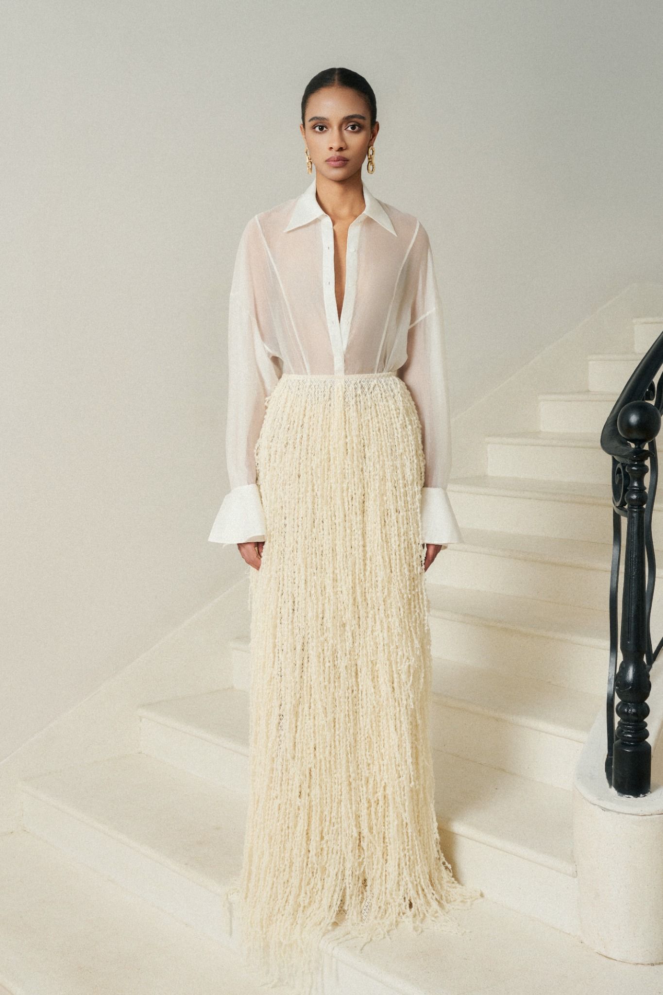 CLIO PREMIUM EMB STRETCH- MESH MAXI SKIRT