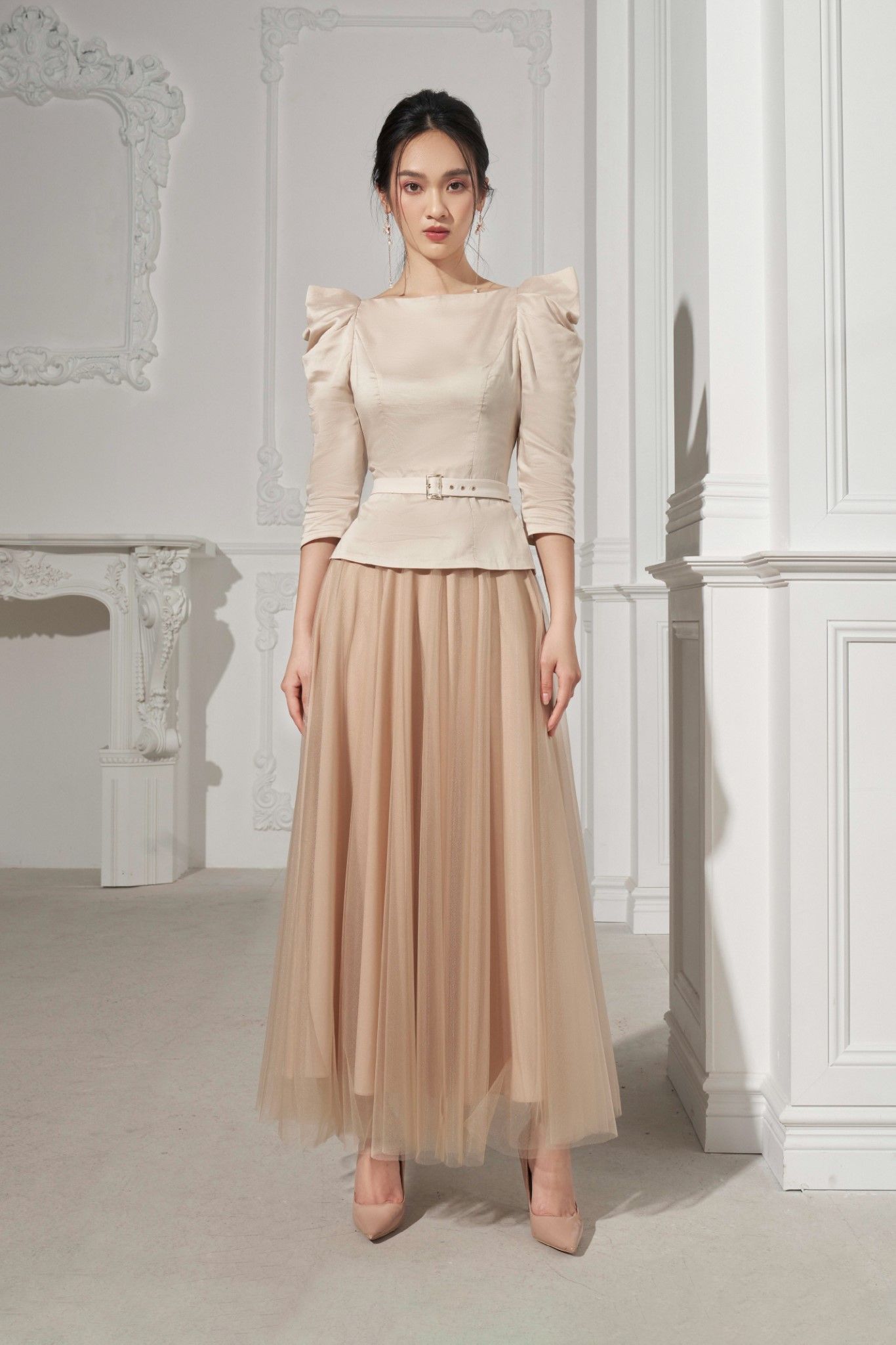 3 LAYERS MIDI TULLE SKIRT