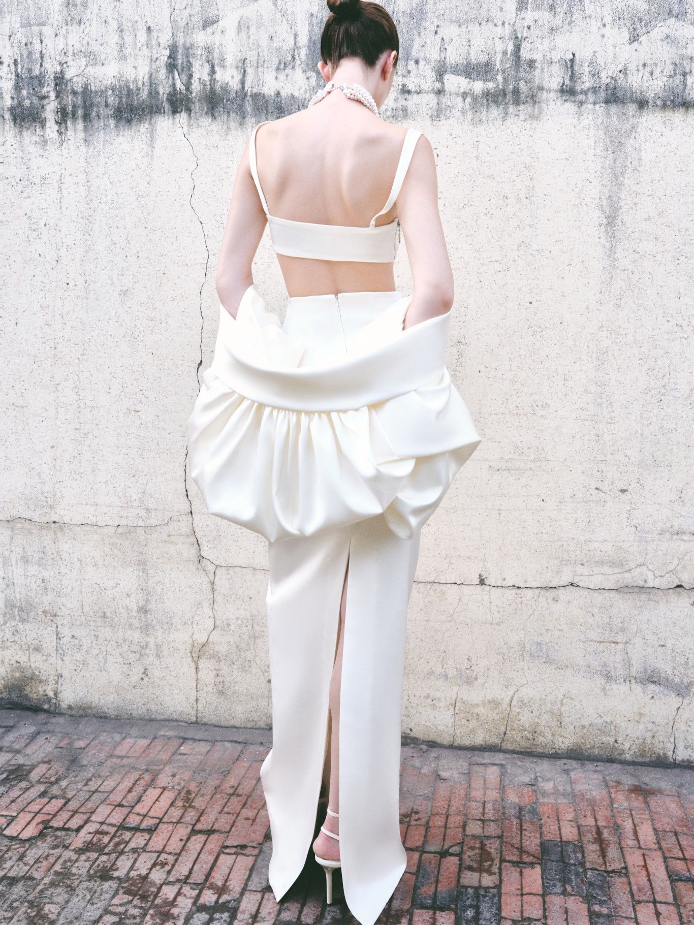 HISM SILK-SATIN LONG SKIRT