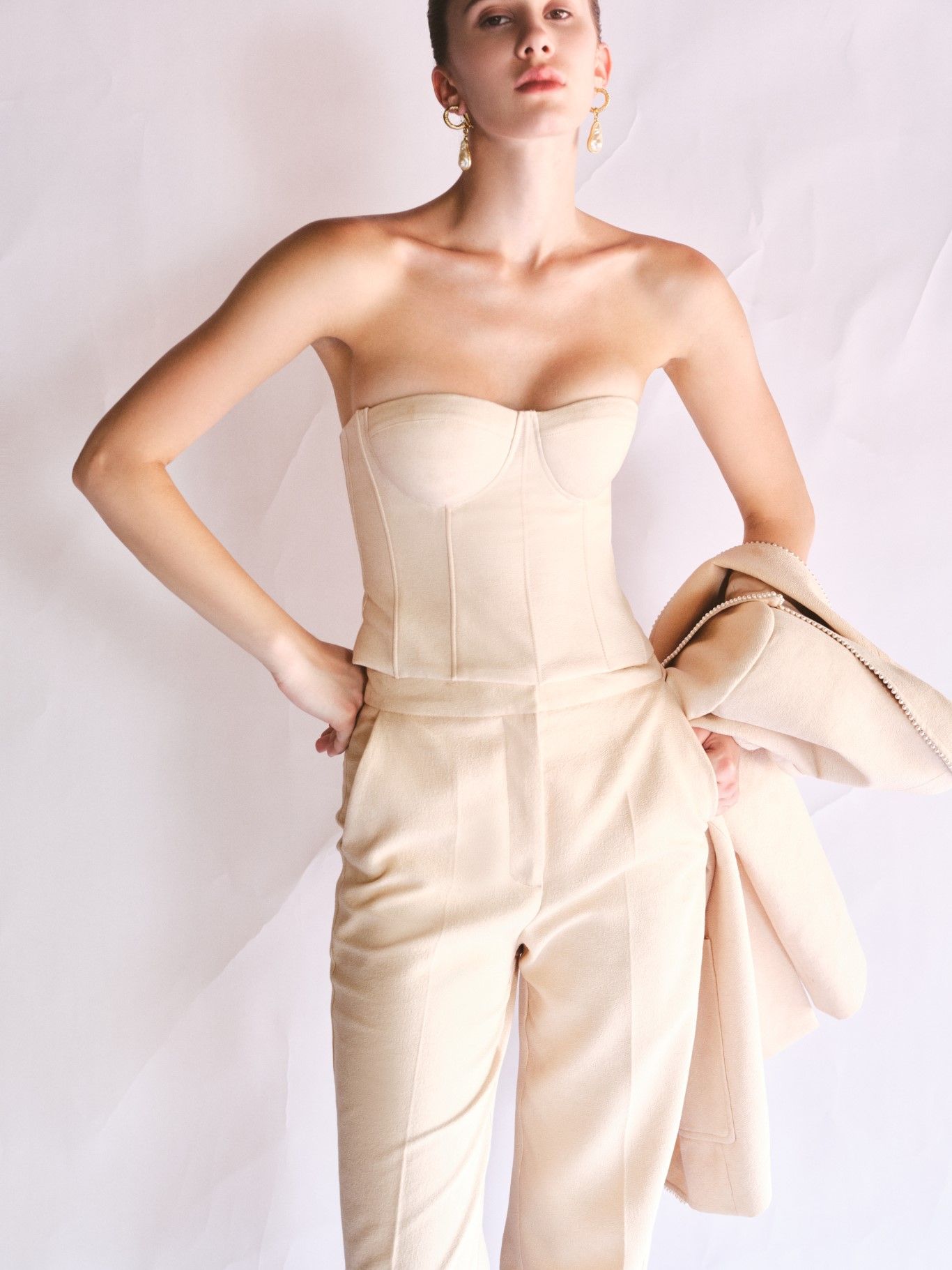 MIRRI SAND JACQUARD STRAIGHT LEG PANTS