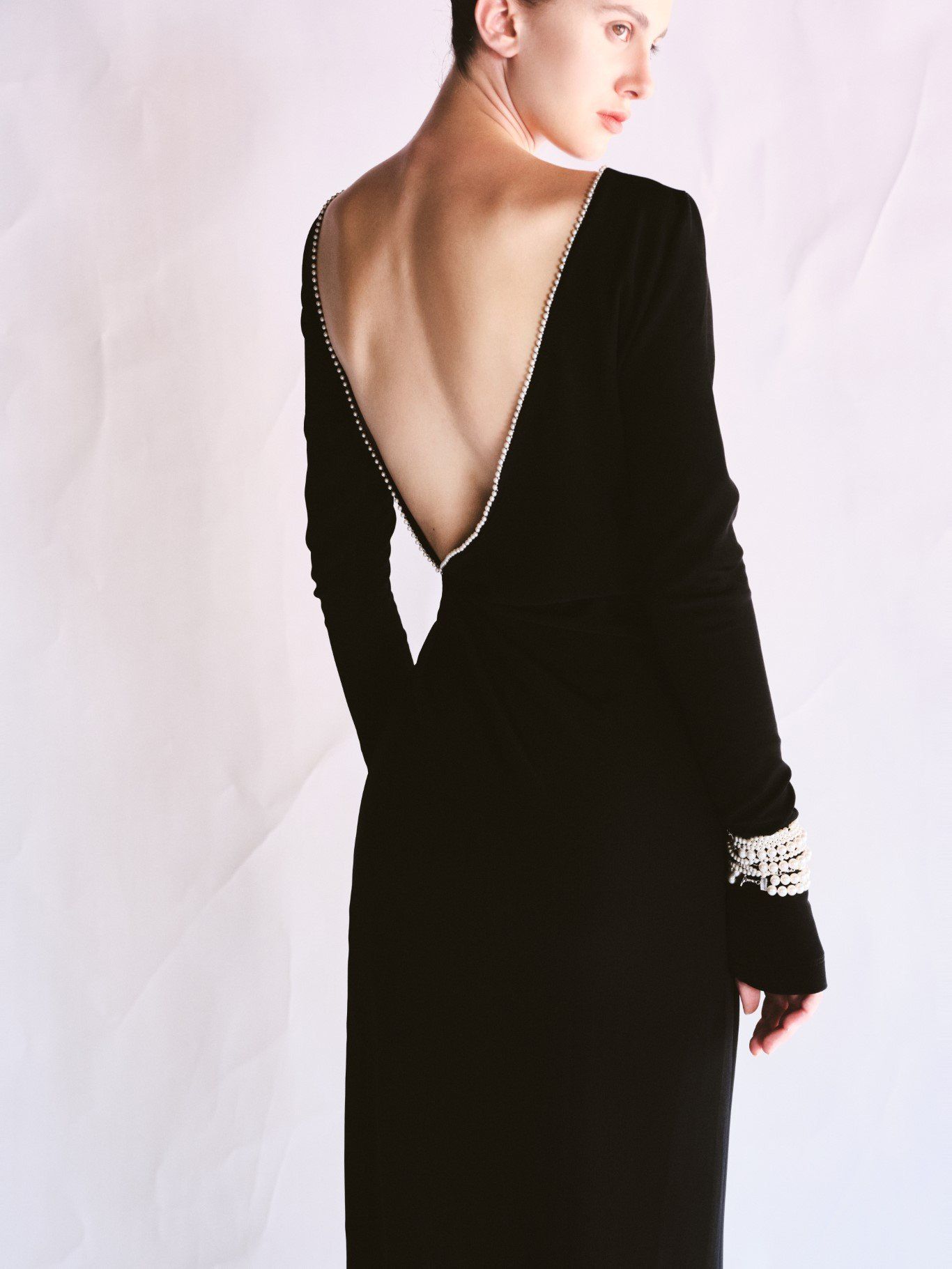 LIRNA EMB DRAPED LONG DRESS