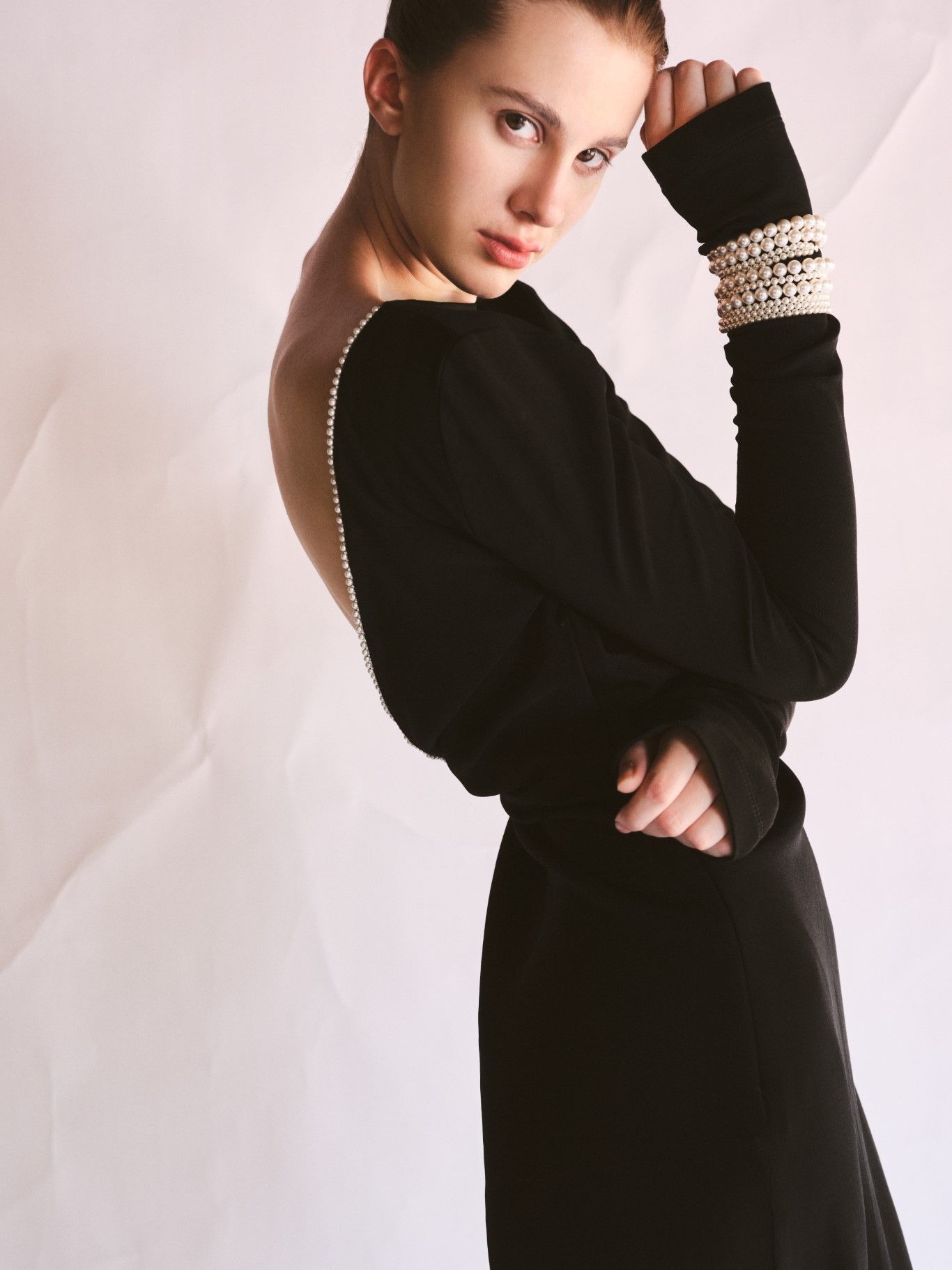 LIRNA EMB DRAPED LONG DRESS