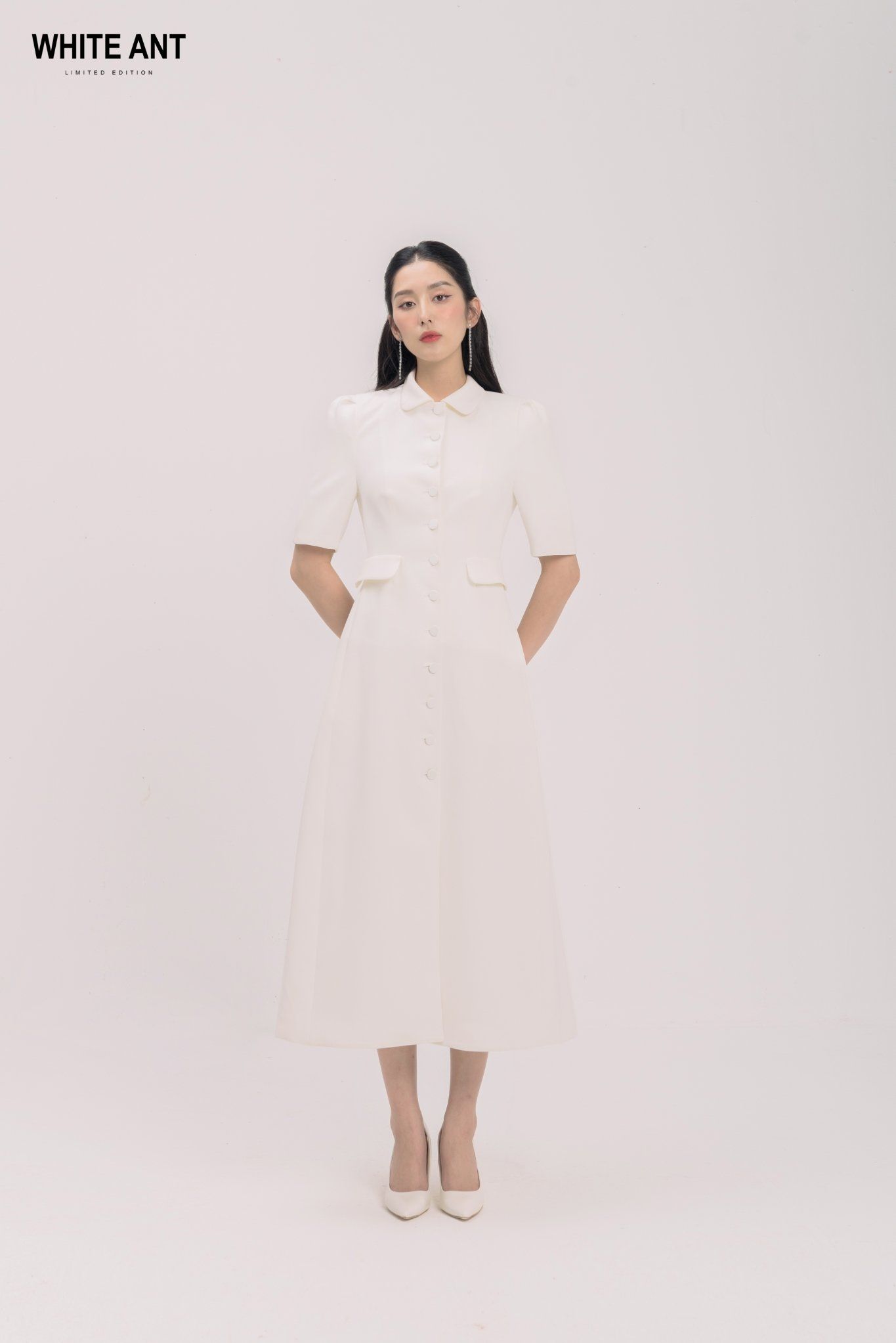 Đầm Cổ Sen Tròn Dáng A Nữ White Ant PRIMROSE COLLAR FLARE DRESS 120830003