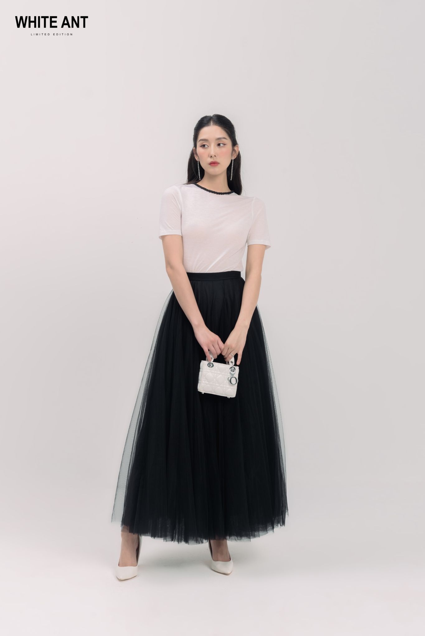 Chân Váy Xòe Lưới Nhật Nữ White Ant XENXI CIRCULAR SKIRT 111230002