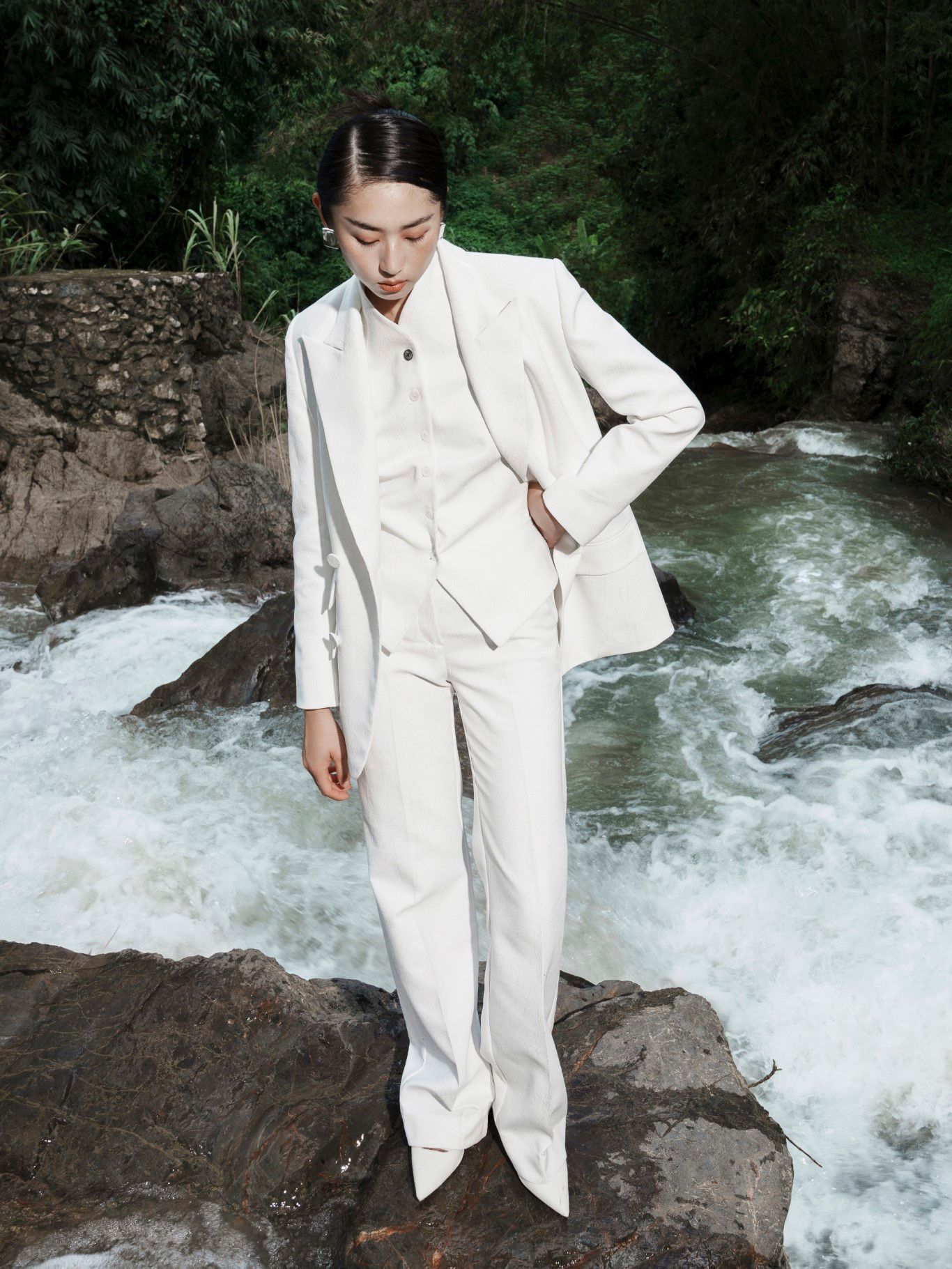 TEGAN FLARED PANTS WHITE WOOD GRAIN
