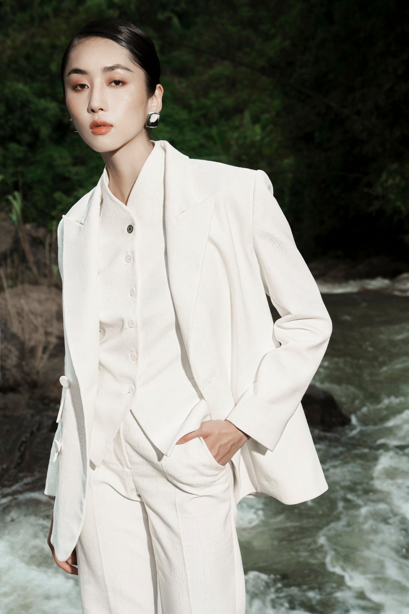 TEGAN FLARED PANTS WHITE WOOD GRAIN
