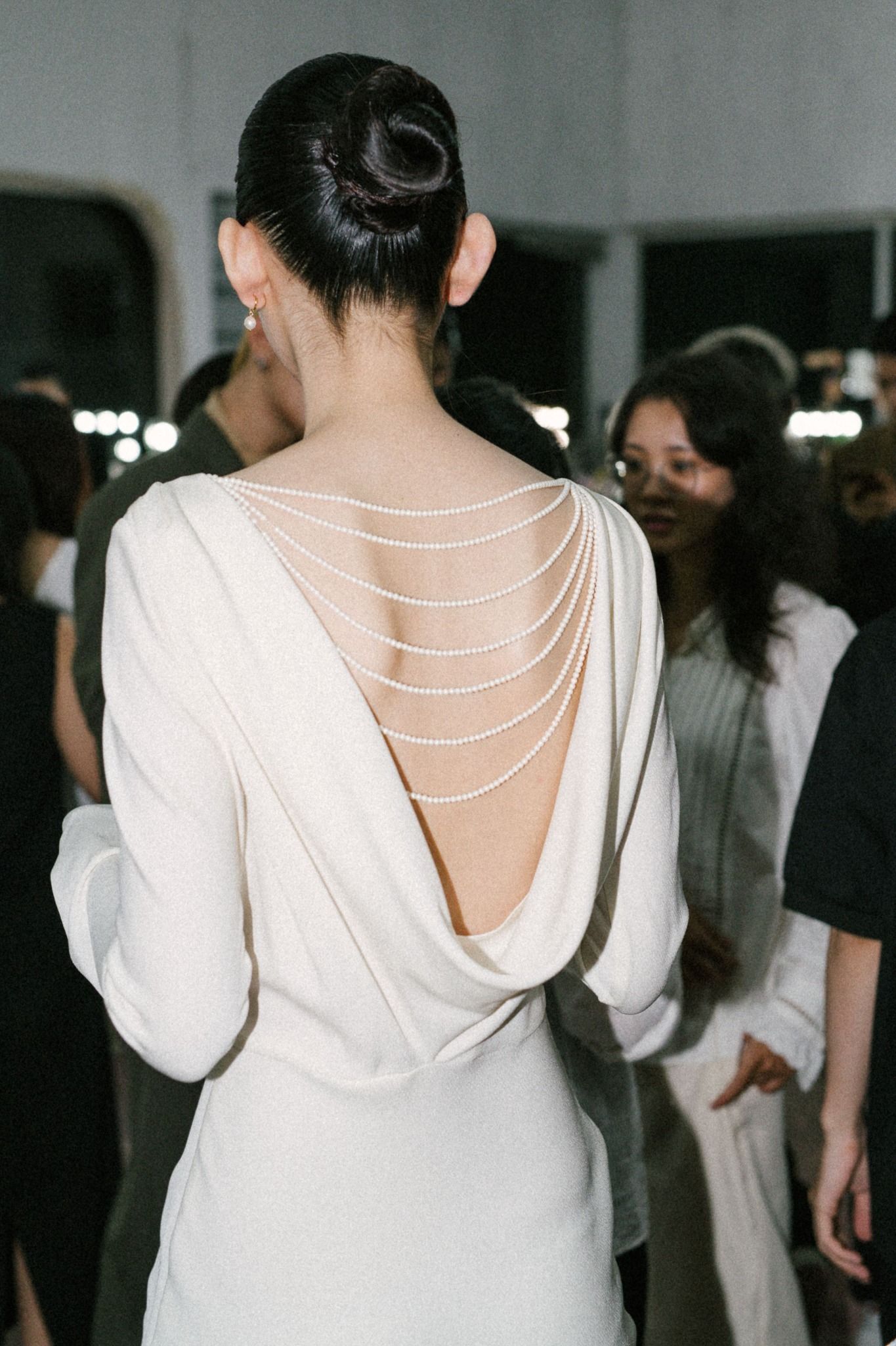 MOLLYA BACKLESS DRAPED WHITE DRESS