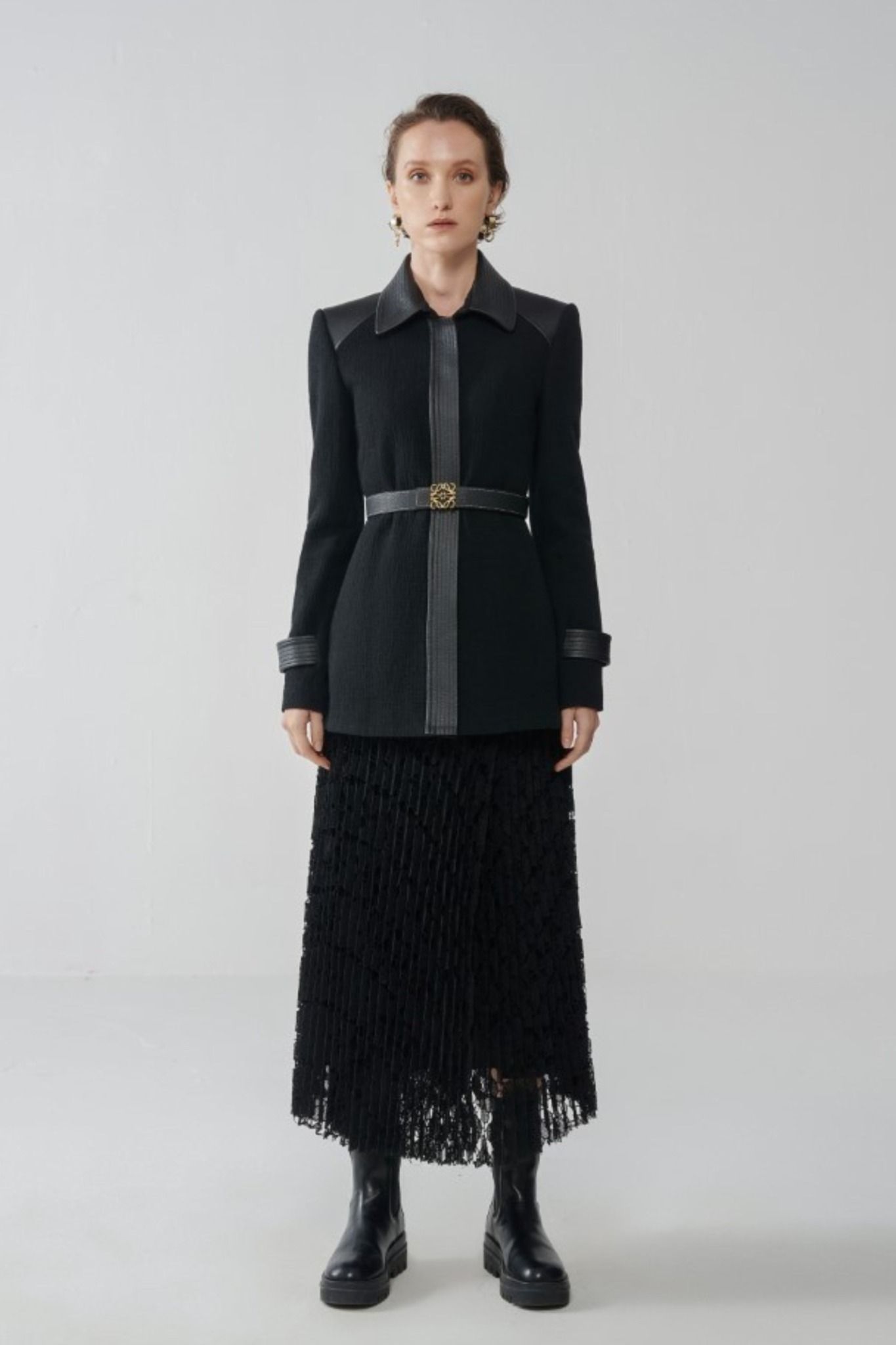 LYRA LACE PLEATED MIDI SKIRT