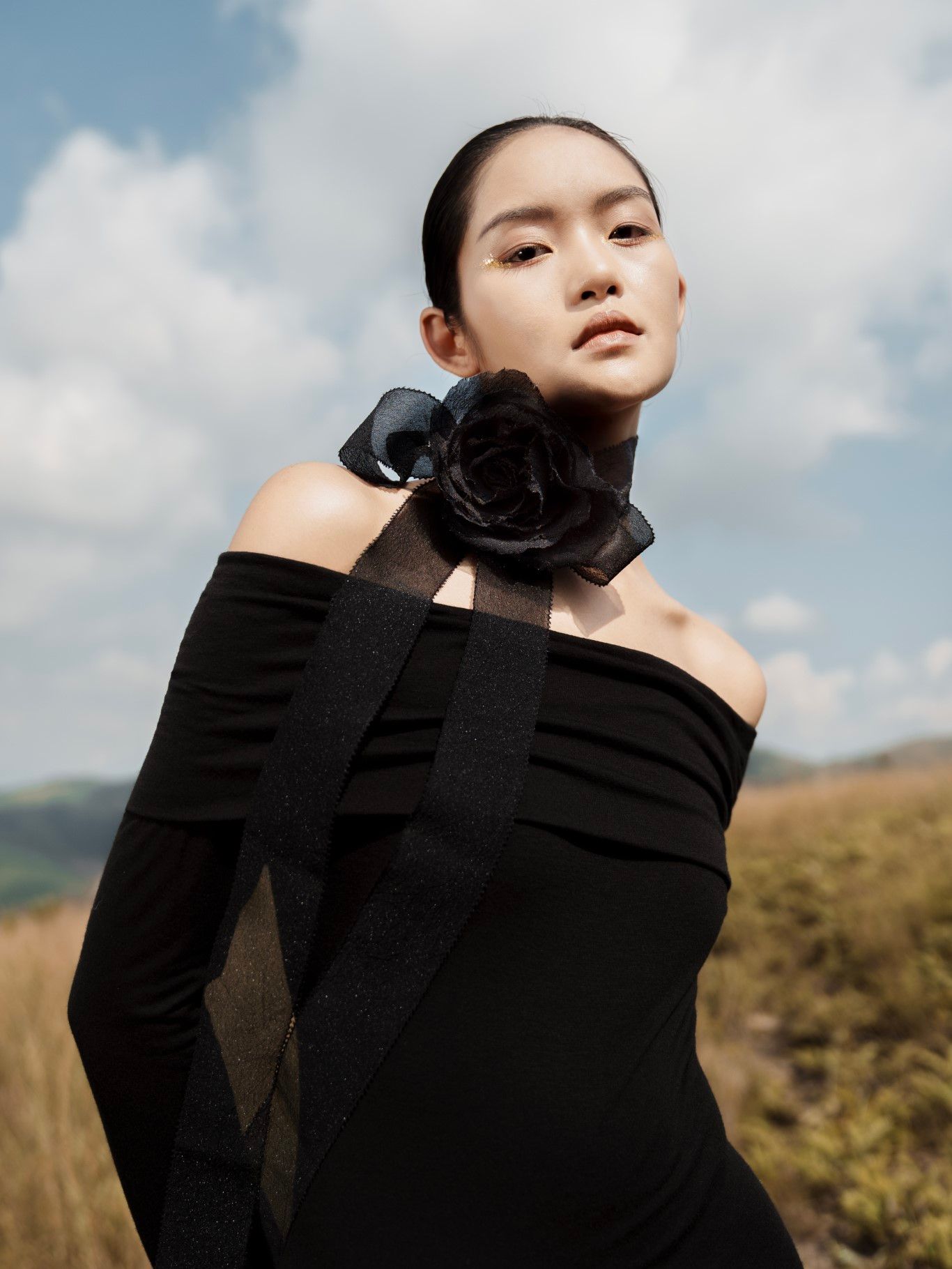 DEMPSEY OF THE SHOULDER DRESS