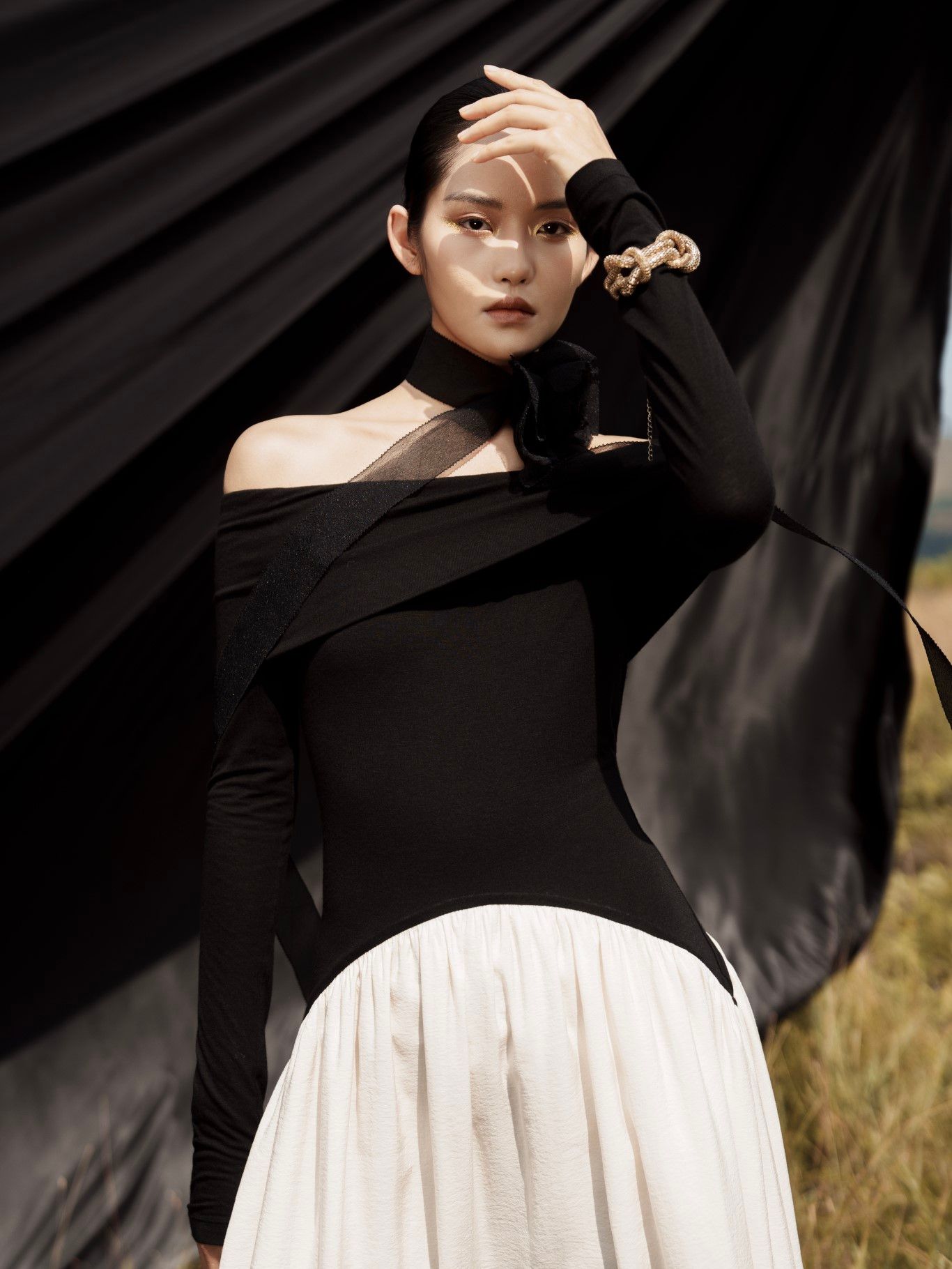 DEMPSEY OF THE SHOULDER DRESS