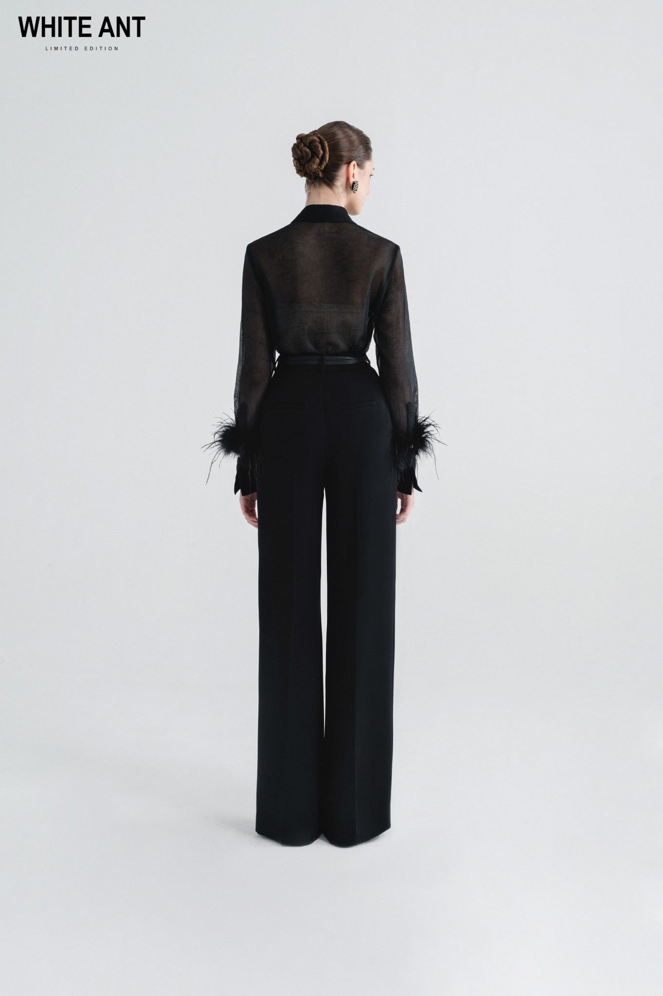 ESBER LONG SLEEVE FEATHER BLOUSE