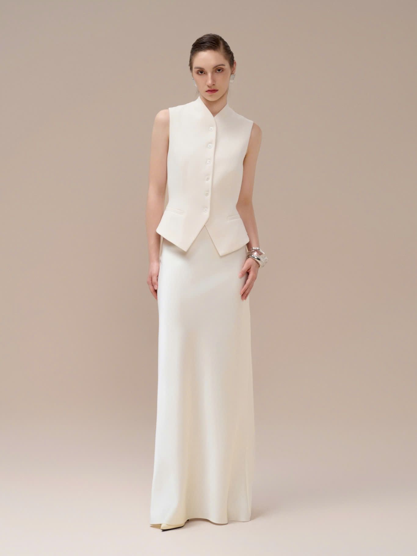 AUDREY LAPEL VEST WHITE WOOD GRAIN