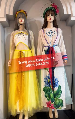  ATT04 - Trang phục Áo Tứ Thân Sen Trắng Váy Lưới 