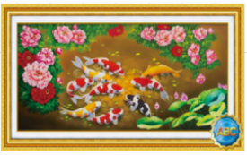Tranh gắn đá Cửu Ngư Quần Hội (Sen hoa mẫu đơn) Tranh gắn đá Cửu Ngư Quần Hội (Sen hoa mẫu đơn)