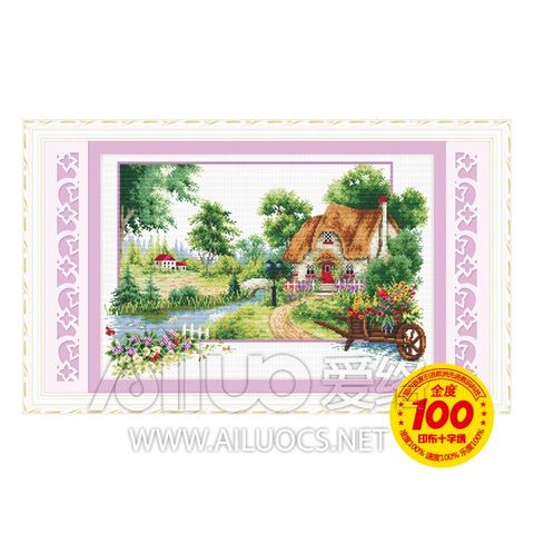 Tranh thêu phong cảnh ngôi nhà thơ mộng 21171 Tranh thêu phong cảnh ngôi nhà thơ mộng 21171