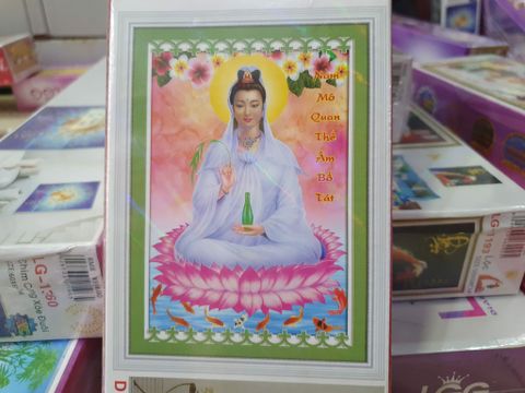 Tranh đính đá tôn giáo Quan thế âm DF852 40x54cm Tranh đính đá tôn giáo Quan thế âm DF852 40x54cm
