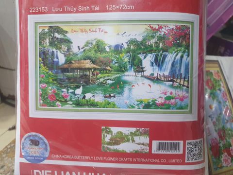Tranh thêu chữ thập Lưu Thủy Sinh Tài DLH-223153 Tranh thêu chữ thập Lưu Thủy Sinh Tài DLH-223153