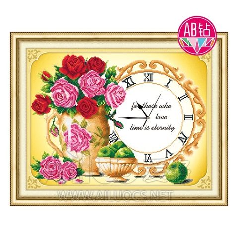 Tranh đính đá đồng hồ bình bông cổ 71312 Tranh đính đá đồng hồ bình bông cổ 71312