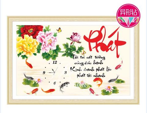 Tranh gắn đá chữ phát cá 77517 Tranh gắn đá chữ phát cá 77517