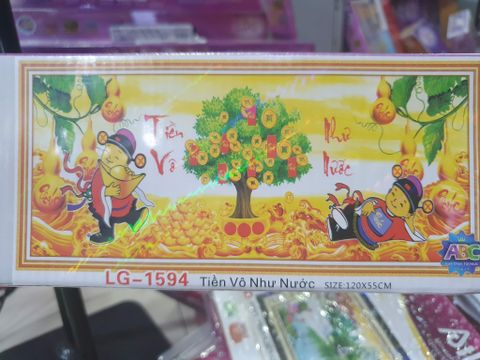 Tranh đính đá Thần tài tiền vô như nước LG-1594 size 120x55cm Tranh đính đá Thần tài tiền vô như nước LG-1594 size 120x55cm