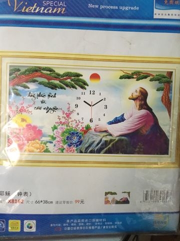 Tranh thêu chữ thập đồng hồ chúa Tranh thêu chữ thập đồng hồ chúa