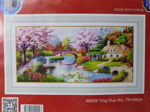 Tranh thêu chữ thập phong cảnh ngôi nhà tổ ấm DLH-88809 size 75x40cm Tranh thêu chữ thập phong cảnh ngôi nhà tổ ấm DLH-88809 size 75x40cm