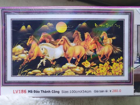 Tranh đính đá mã đáo thành công nền đen Tranh đính đá mã đáo thành công nền đen