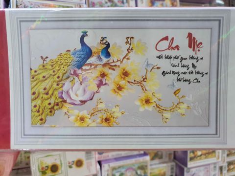 Tranh đính đá ABC Cha mẹ công xanh đuôi vàng DF449 size 85x50cm Tranh đính đá ABC Cha mẹ công xanh đuôi vàng DF449 size 85x50cm