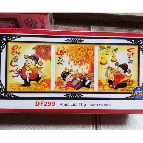 Tranh đính đá phúc lộc thọ thần tài Tranh đính đá phúc lộc thọ thần tài